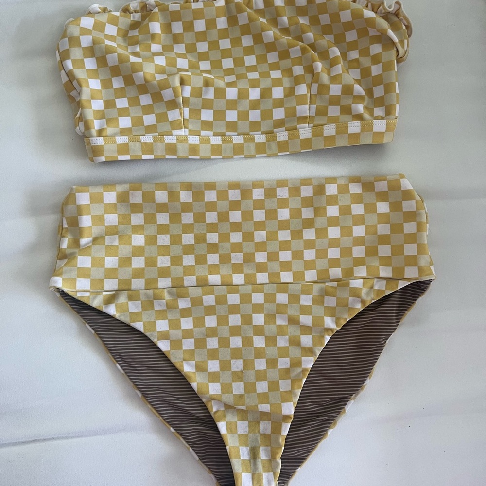 Acacia Swimwear Yellow Gingham Set